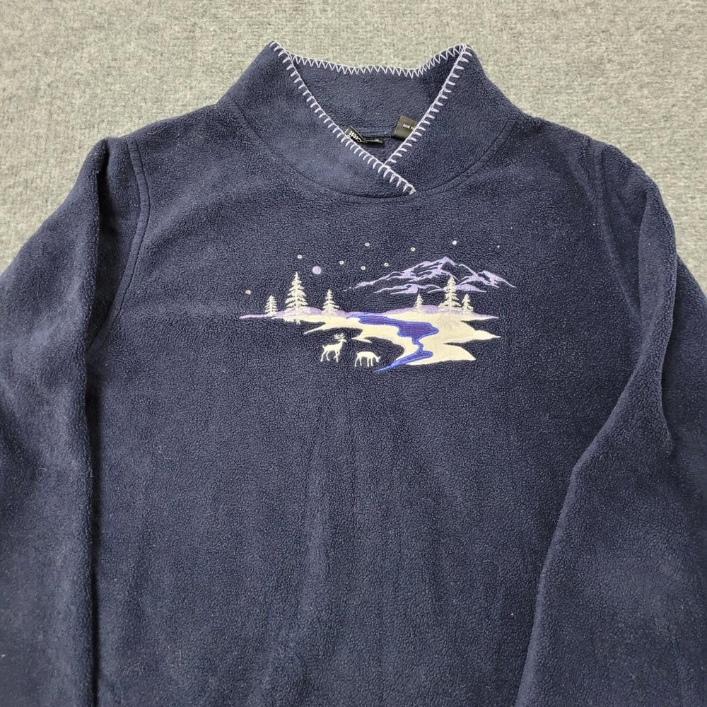 Northern Reflections Fleece Womens Size M Navy Blue Mountain Scenic Mock Neck